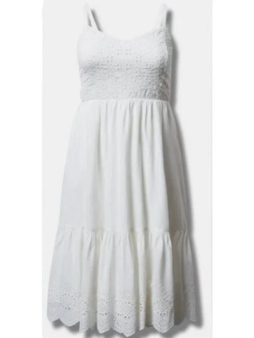Torrid Size 2 18 20 NEW Spaghetti Strap White Eyelet Midi Dress Cotton Plus 2X - Picture 3 of 14